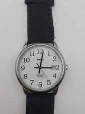 Timex Analog Quartz Watch White Dial Indiglo Easy Read Mens Black Band Working