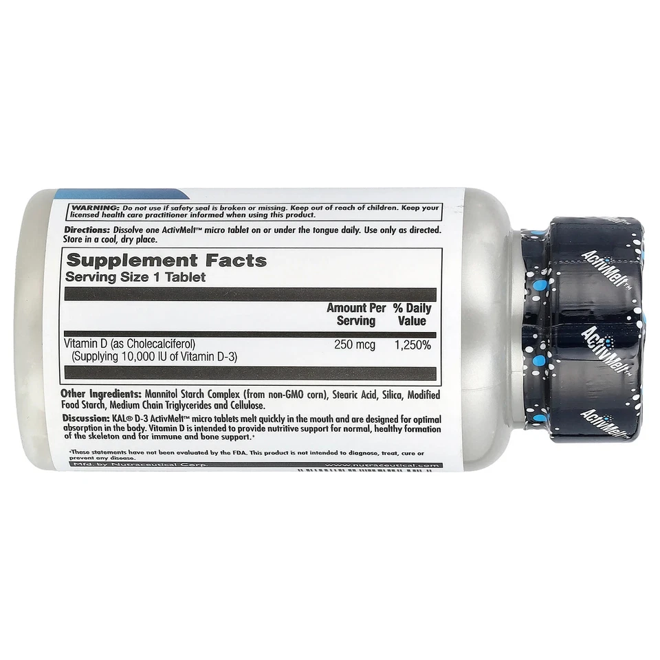 Ultra D-3, без вкуса, 250 мкг (10 000 МЕ), 90 микро таблеток - Изображение 2 из 2