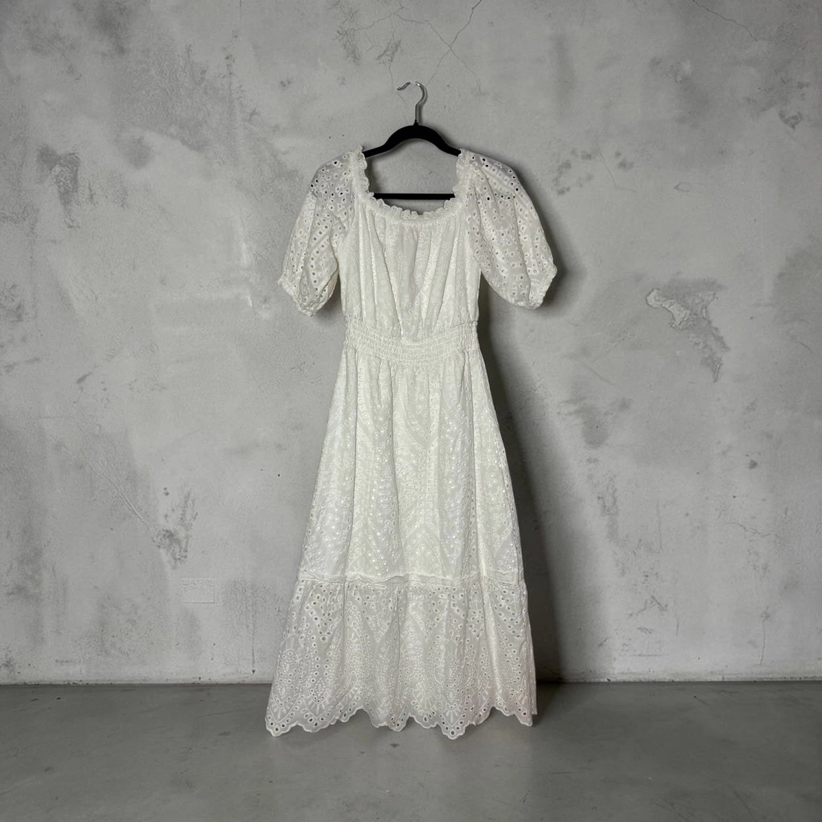 open lace back dress Betsey Johnson Dresses | Betsey Johnson Elegant Cream Ruffled Dress | Color: Cream | Size: M