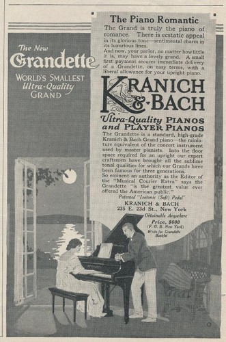 Magazine Ad - 1917 - Kranich & Bach Pianos - New York - The Grandette