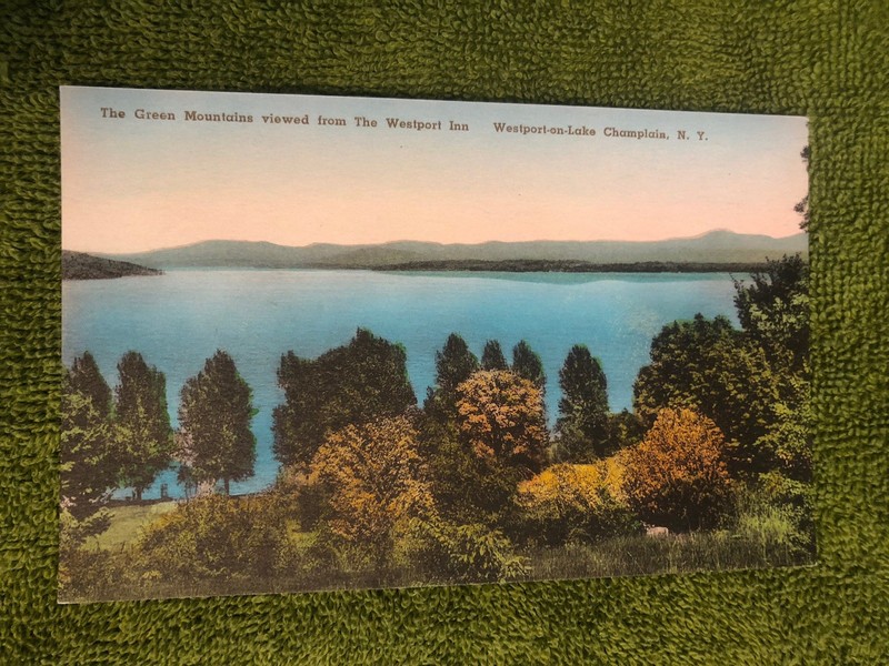 Vintage Postcard, Green Mts From Westport Inn, Westport-on-Lake Champlain, NY