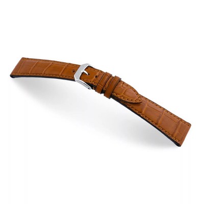 Uhrenarmband in Cognac, Alligatorleder, Krokodil von RIOS1931 - 4 Breiten