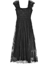 AUTH Doen Square Neck A-line Nylon Black Midi Dress Size S,M