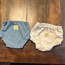 Blue Beige washable training panties Owl Monkey Patch Lot of 2