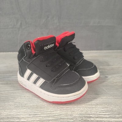 Adidas Hoops 2.0 Toddler Unisex 5K Black Red High Top Sneakers EUC
