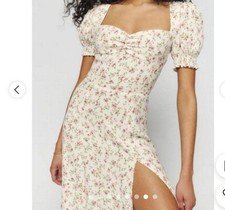 REFORMATION Lacey Dress Women’s Sz 8 Floral Pink White Midi Coquette Preppy Boho