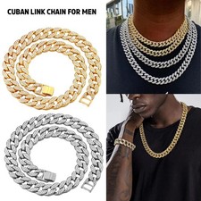Cuban Chain Necklace Hnsp Stainless Steel for Men Punk Thick Long Neck