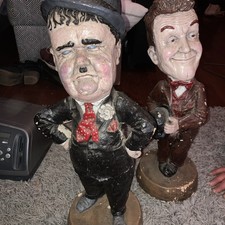 Vintage  RARE 24" Esco Laurel And Hardy HUGE Chalkware Figures Statue 1971 
