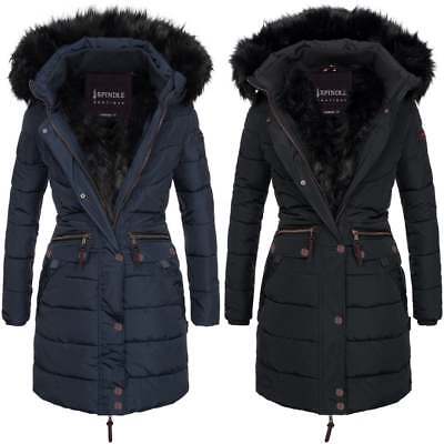 Spindle Women S Designer Warm Winter Parka Quilted Hooded Long Coat Hood Jacket Ebay