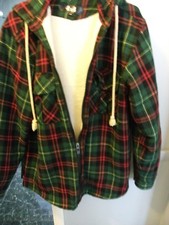 Winter Coat Red & Green Christmas Plaid Hoody Medium Nwot