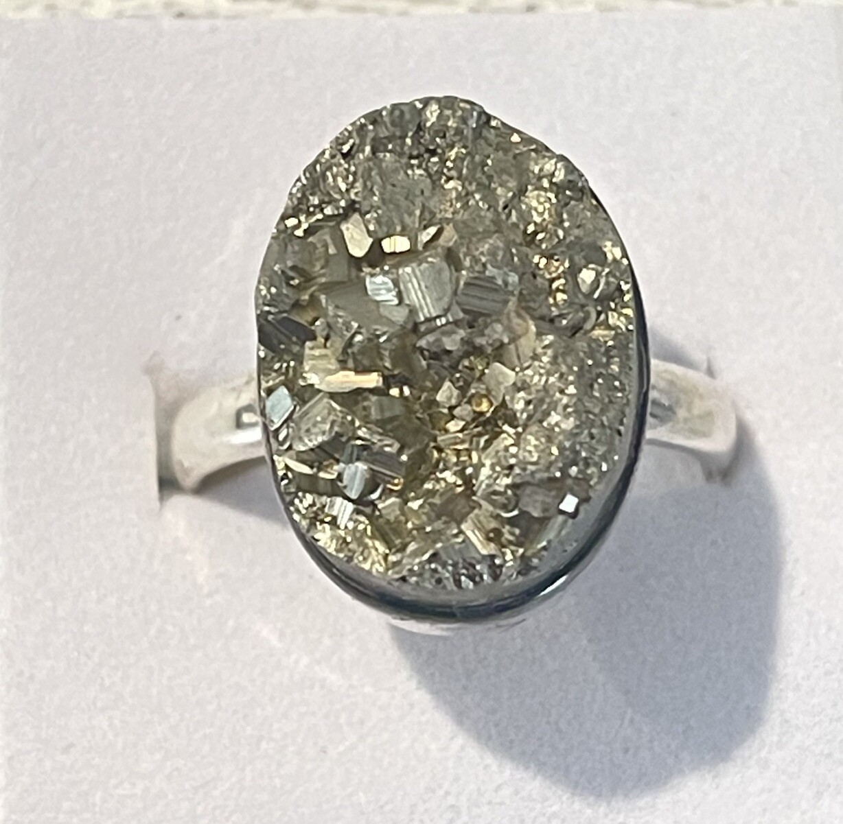 Sterling Silver Solid .925 Genuine Pyrite Ring Si… - image 2
