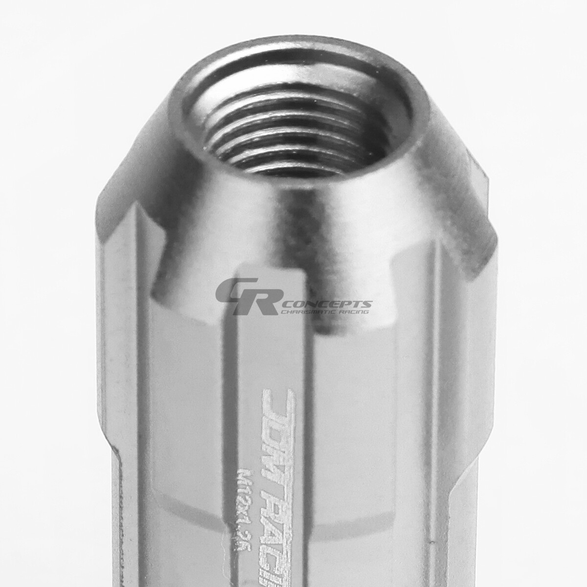 JDM SILVER 20PCS M12X1.25 24MM OD 50MM TALL OPEN END ALUMINUM LUG NUTS