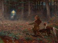 The Vision of St. Hubert by Richard Lorenz Western Giclee Art Print Ships Free