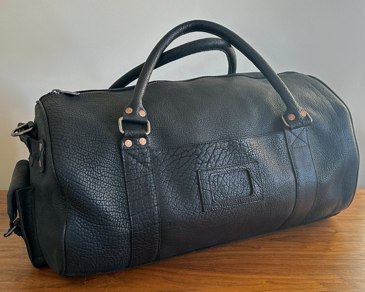 Rare Buffalo Jackson Ryder Reserve Black Bison Leather Duffel Bag