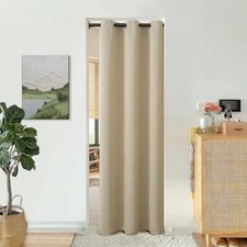 Door Curtain 80 Inch Length for Doorway, Bedroom Closet 34W x 80L Beige