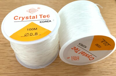 100 mtr elastisches 0,8mm Nylon Nylonschnur TRANSPARENT Schmuckschnur Nylonband