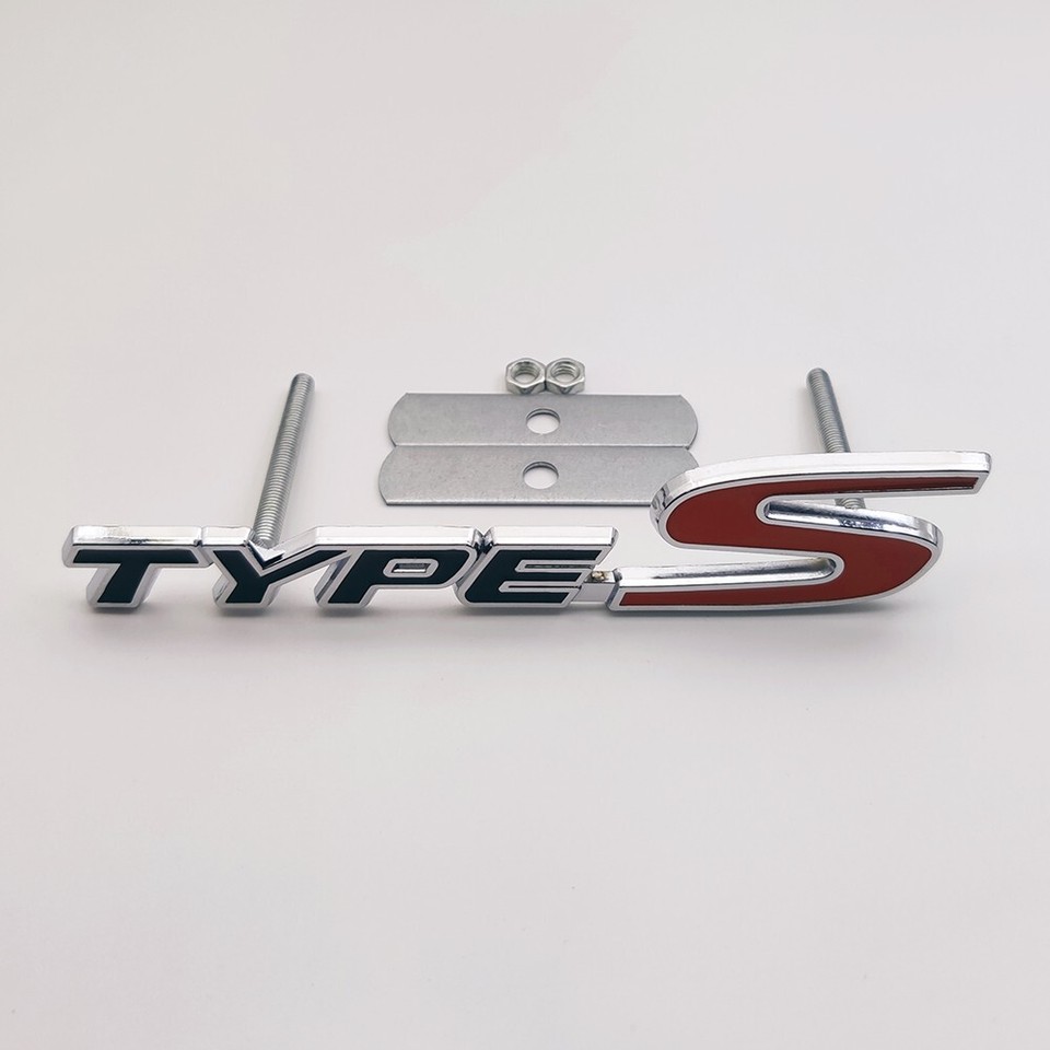 Black Red Type-S Logo Front Grille Emblem + Car Bagde Metal Sticker ...