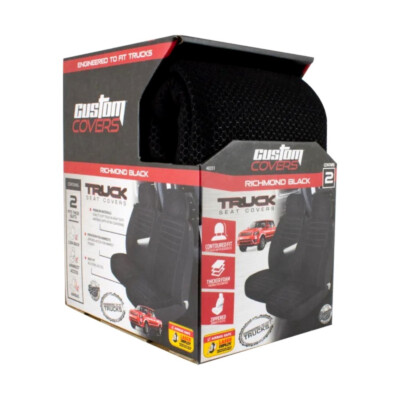 Custom Covers Richmond Black Low Back 2 pc Truck Seat Covers New in Box