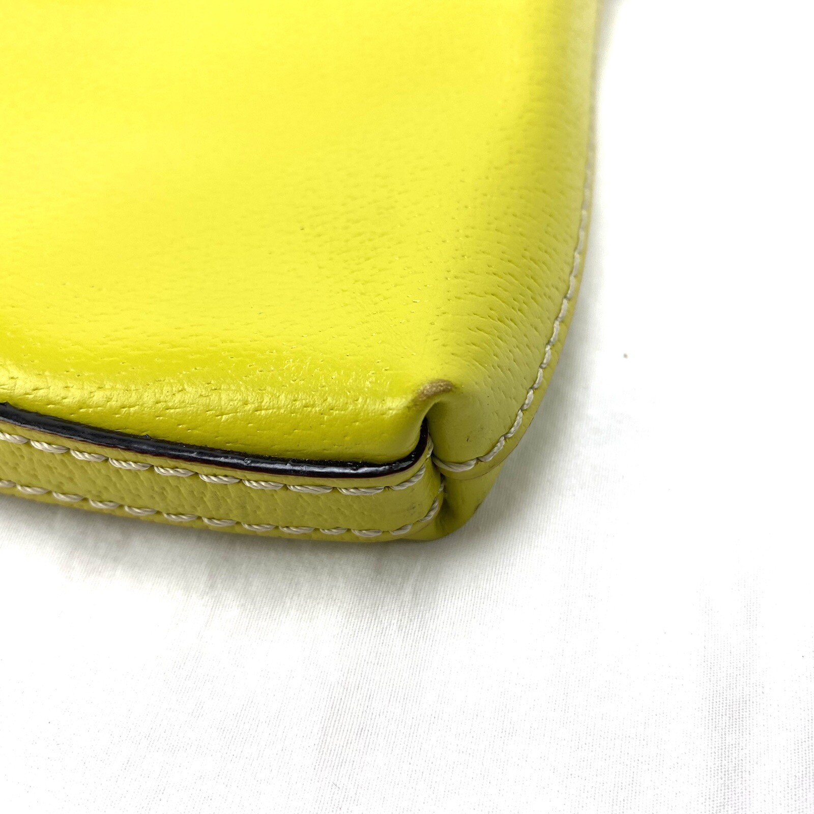 Kate Spade Mustard Yellow Leather Purse Handbag Bag Silver Chain Handle