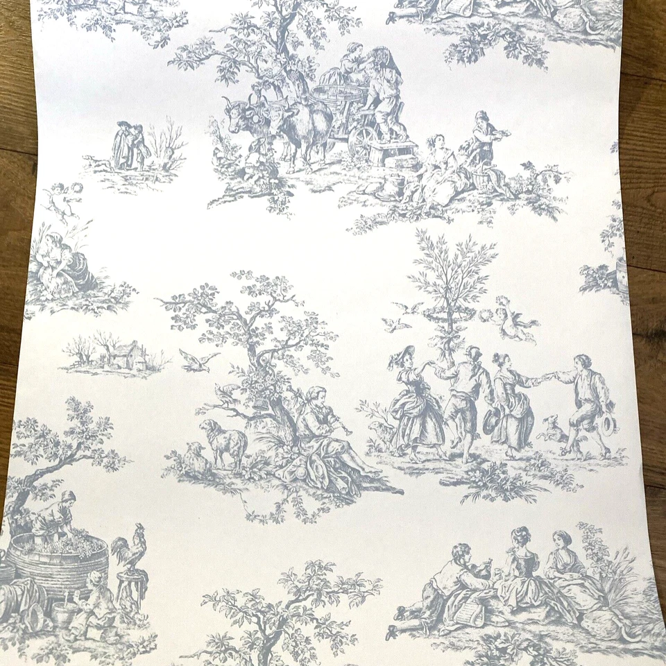 Norwall Blue & White TOILE Wallpaper 5 Double Rolls Unopened Gorgeous @B - Image 4 of 4