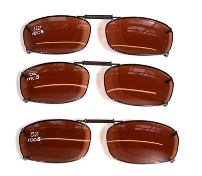 NEW 3 PAIR FOSTER GRANT SOLAR SHIELD CLIP-ON 52 REC 5 SUNGLASSES MSRP 53.97