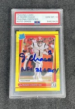 Ja’marr Chase Donruss Rated Rookie 262 Football Card Signed PSA 10 “Press Proof”