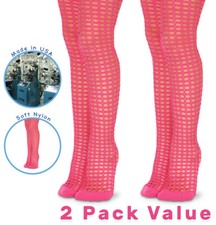 2 Pack Girls Tights Pink Fishnet Retro Mesh Nylon Fashion Costume Stocking