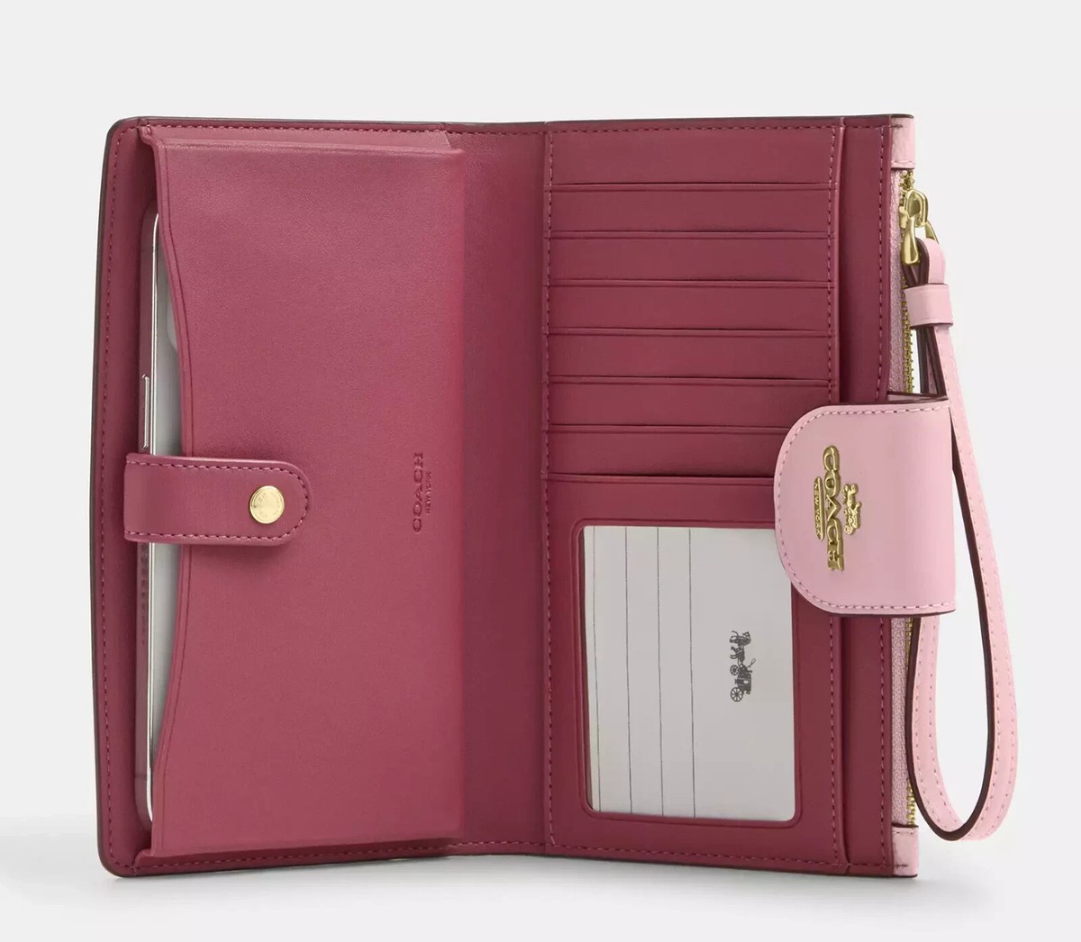 Coach Phone Wallet In Signature Canvas Powder Pink CW780