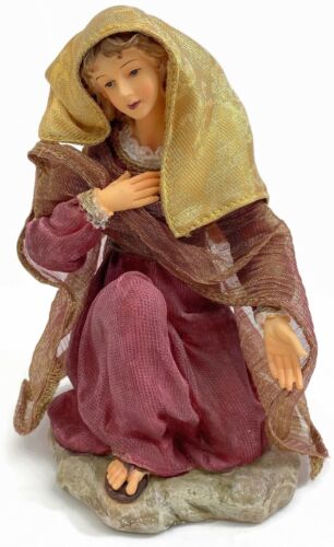 "Estatuilla de Natividad Grande pintada a mano y de tela Costco Kirkland Virgin Mary de 8"  - Imagen 1 de 10