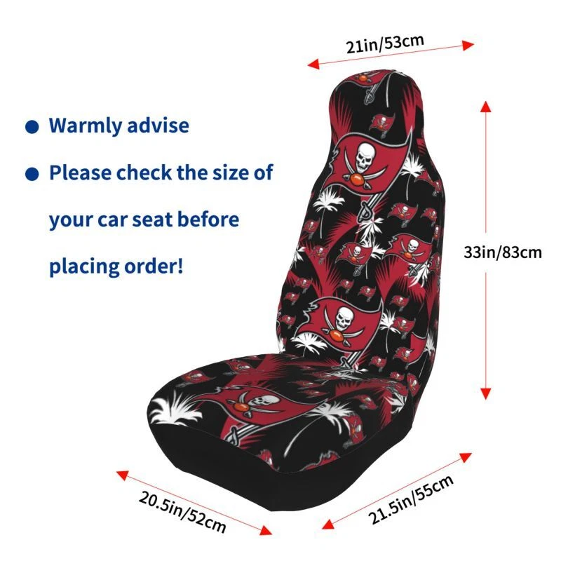 2pcs Tampa Bay Buccaneers Elastic Car Seat Covers Hawaii Printed Seat Cover Soft