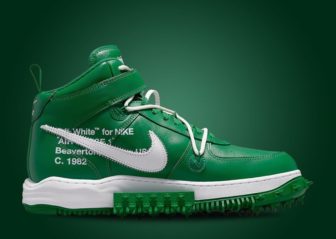 OFF WHITE X NIKE NIKE x OFF BIANCO AIR FORCE 1 VERDE PINO MEDIO (NUOVISSIMA TAGLIA 8 UK TAGLIA 9 US