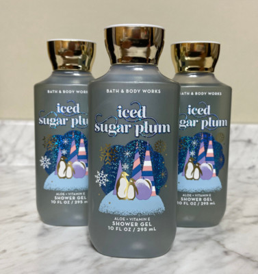 Bath & Body Works Iced Sugar Plum Aloe & Vit E Set of 3 Bottles