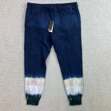 Monrow Womens Super Soft Joggers Sweatpants Blue Tie Dye Sz S Made in USA NWT