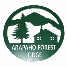 Metal 18" Welcome Sign Lodge Snow Ski Cabin Mountain Scene Cozy Custom Painted P