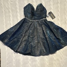 Calla Collection Girls Blue Silver Glitter Dress Flower Girl Prom