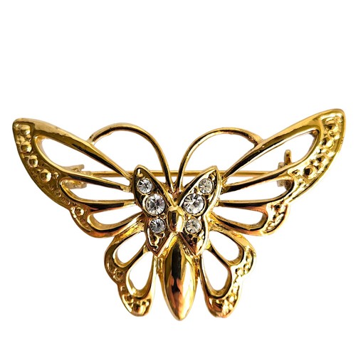 Vintage Brooch Lot Richelieu Flowers Butterfly Watering Can Rhinestones 6 Pieces - Afbeelding 3 van 9