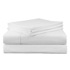 200 GSM 100 Cotton Flannel Sheet Set, Cal King, White - Warm Cozy - Pre-Sh...