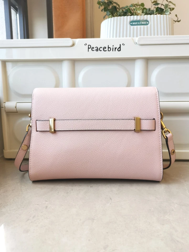 全新带标签 903 小号 Lee Radziwill 卵石纹单肩包皮革粉色 — 第 2/4 张图片