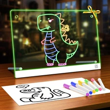 Led Drawing Board for Kids, 14"X10", 3 Mode and 7 Color, Light up Lumi Board, Ac