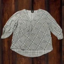 Anthropologie W5 Concepts Chemise Chemisier à Carreaux Noire Femme Taille Grande