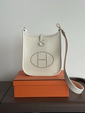 Hermes Mini Evelyne Cream Gold Hardware Brand New Clemence Leather