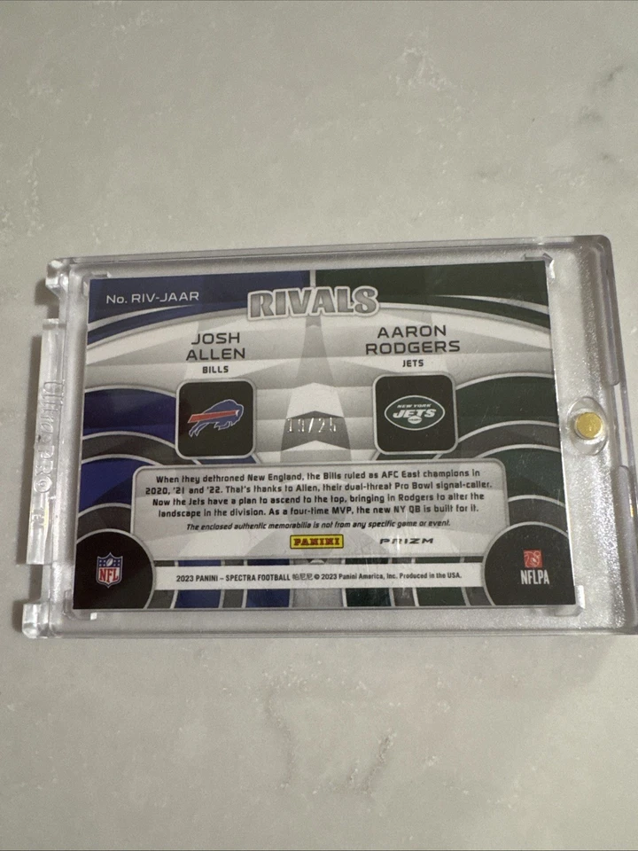 Parche Panini Spectra Rivals 2023 3 colores Josh Allen/Aaron Rodgers/25 ¡Limpio! Foto 2 de 4