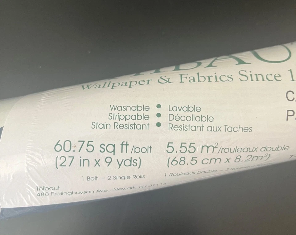 THIBAUT Navy Blue & White CABRERA Floral Wallpaper Double Roll T-35141 (Have 6) - Image 4 of 4