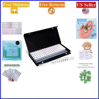 Green Travel Mini Mahjong Set 144 Tiles Incl. Racks & Instructions for Adults
