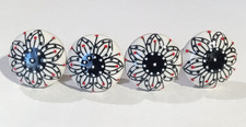 4 White Ceramic Flowers 2" Wide Drawer Pulls Knobs