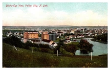 Valley City Birdseye View ND C1910s Postcard AG7