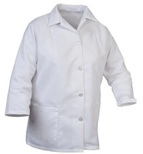 Lot of 3 Womens White Button Up Lab Coat Shop Jacket M Size 10 28  Length