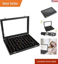 Modern Ring Holder Showcase 100-Slot Jewelry Display with Secure Hinged Lid