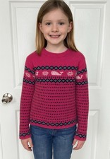 Vineyard Vines Girls L 14 Pink Whale Christmas Wool Cashmere Blend Sweater