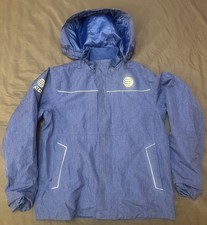 AT T Image Solutions Employee Work Wear Logo Hooded Jacket Rain Coat Men L Blue